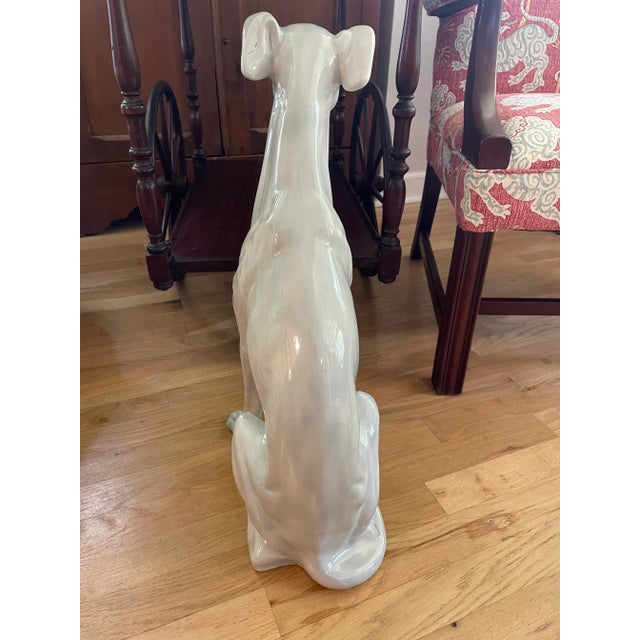 1980’s Life Sized Glazed Ceramic Greyhound or Whippet Statue For Sale - Image 4 of 11