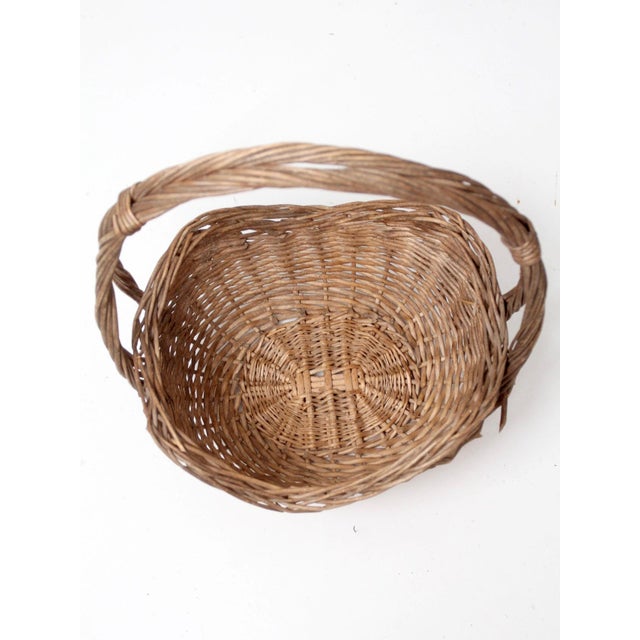Vintage Willow Gathering Basket For Sale - Image 9 of 12