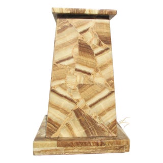 Illuminated Moble Pedestal Marble and Onyx For Sale