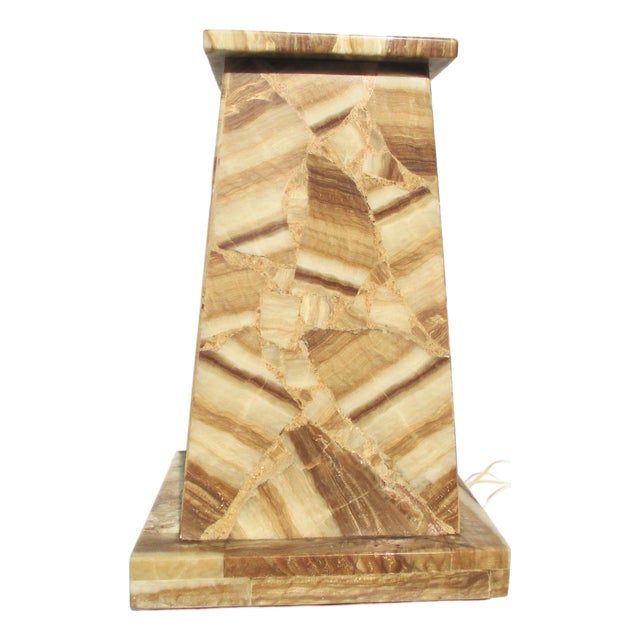 Illuminated Moble Pedestal Marble and Onyx For Sale