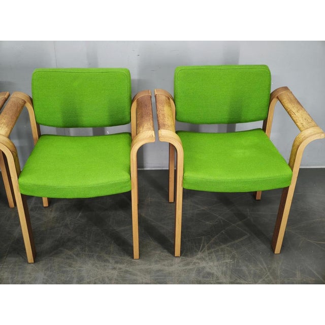 Gold Danish Oak Armchairs by Magnus Olesen, 1960s, Set of 4 For Sale - Image 8 of 17