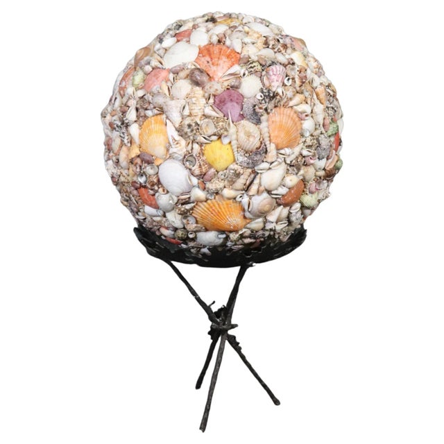 Mid-Century Modern Shell Encrusted Sculpture on Edgar Brandt Style Stand For Sale - Image 10 of 10