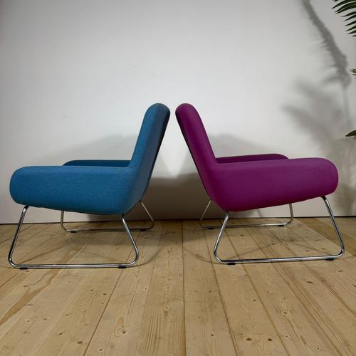Metal Mid-Century Wool Armchairs with Metal Legs 1970s, Set of 2 For Sale - Image 7 of 8