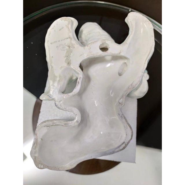 Wall Mounted White Glazed Ceramic Cherub Candleholder by Goldscheider, Austria, 1930s For Sale - Image 9 of 10