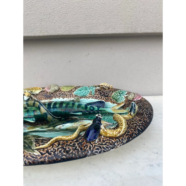 Brown 19th Century Majolica Palissy Wall Fish Platter Choisy Le Roi For Sale - Image 8 of 11