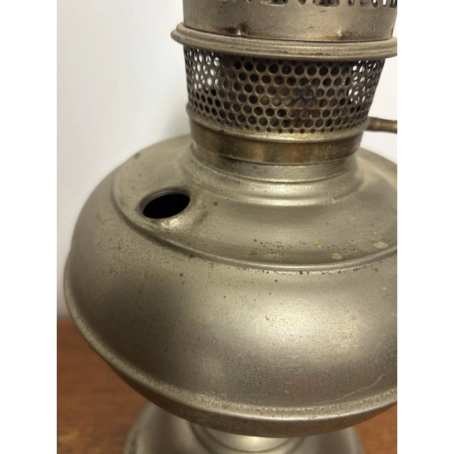 Antique Rayo Center Draft Kerosene Oil Lamp Nickel Plated Missing Tank Cap For Sale - Image 9 of 14
