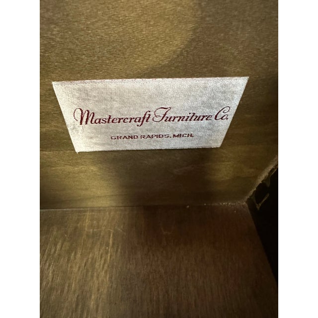 Brown 1970s Mastercraft Burl Elm & Brass End Table or Night Stand W/Drawer For Sale - Image 8 of 12