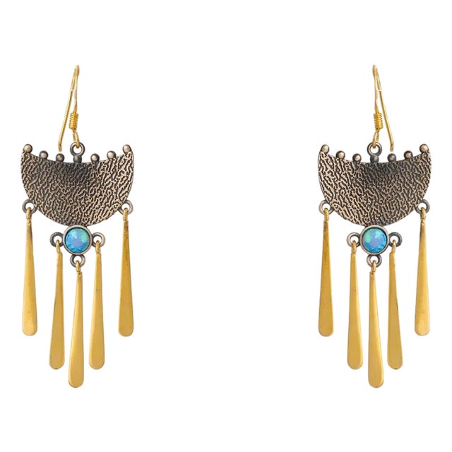 Gypsy Spirit Two Tone Opal Dangle Earrings, A Pair For Sale