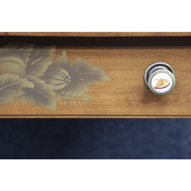 Mid-Century Hitchcock Style Cherry Writing Desk With Stenciled Fruit Decoration For Sale - Image 15 of 15