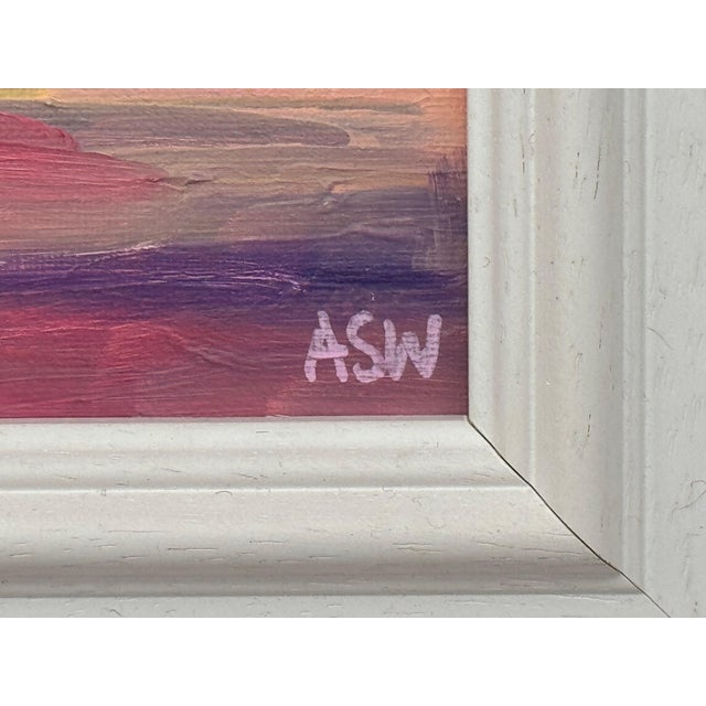 Sunset Study - Pink & Orange Miniature Abstract Landscape Art by British Artist 2025 For Sale - Image 14 of 18