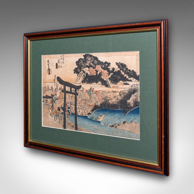 Japanese Antique Woodblock Landscape Picture, Japanese Art, Framed, Hiroshige, Victorian For Sale - Image 3 of 9