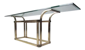 Vintage Brass and Glass Console Table
