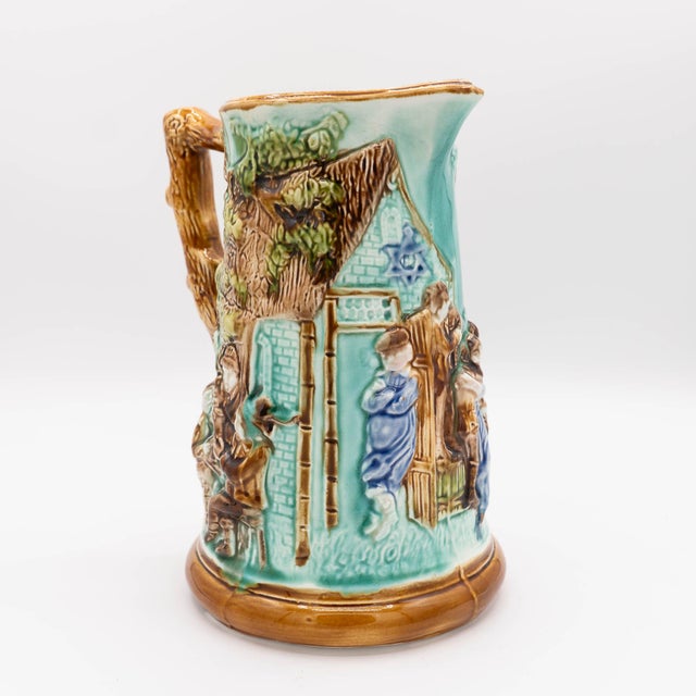 Antique Majolica Jug by Mouzin Leach & Cie, Nimy-Les-Mons, 1890s For Sale - Image 9 of 16