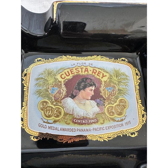 English Vintage Cuesta-Rey-Black Ceramic Cigar Dish/Ashtray For Sale - Image 3 of 6