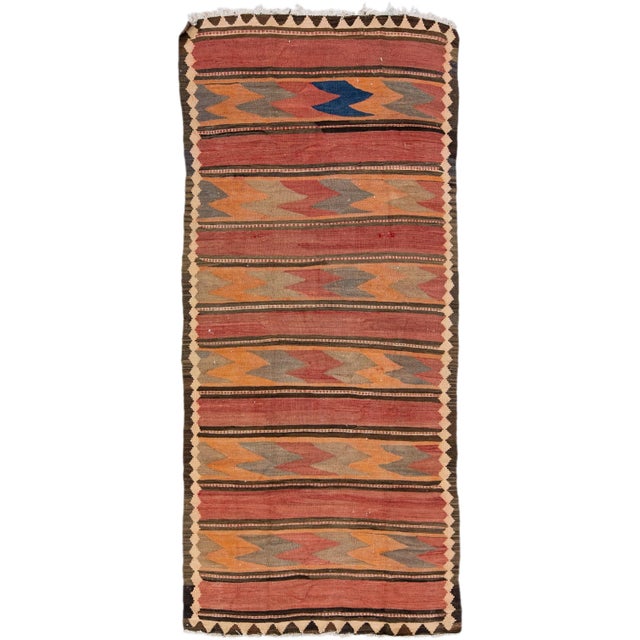 1960s Vintage Turkish Kilim Orange Handmade Tribal Wool Rug For Sale - Image 10 of 10