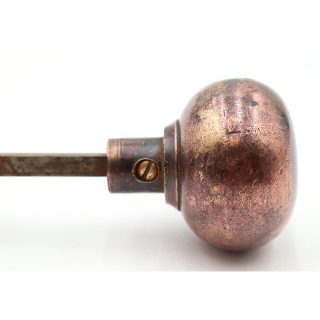 Pair of Vintage 2 In. Darkened Brass Passage Door Knobs For Sale - Image 4 of 7