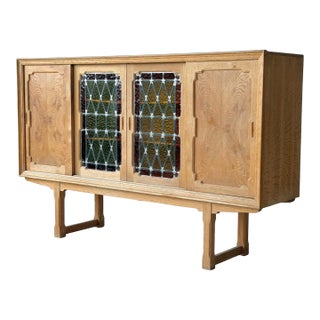 1960s Danish Carved Oak Brutalist Wood Sideboard For Sale