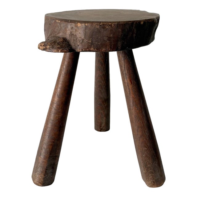 Mid-Century Tree Slab Side Table Stool with Live Edge, France, 1940s For Sale