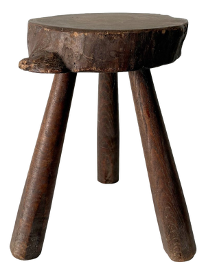 Mid-Century Tree Slab Side Table Stool with Live Edge, France, 1940s