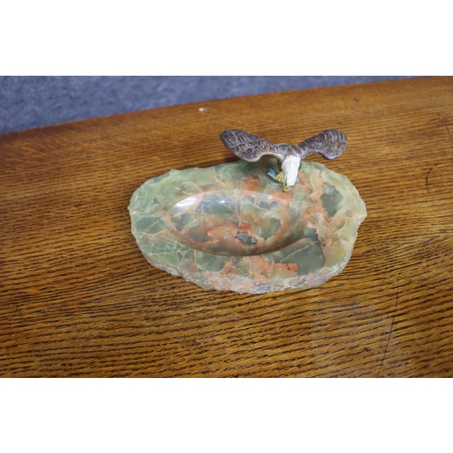 Green Bronze Bald Eagle on Green Onyx Base For Sale - Image 8 of 11