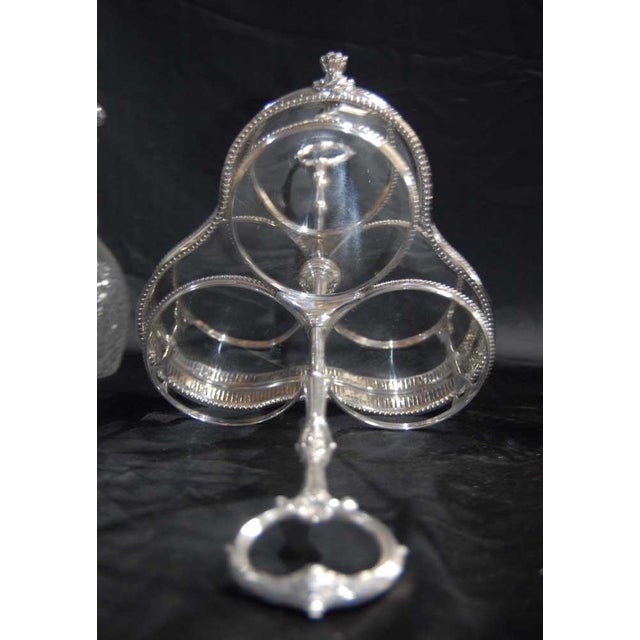 Cut Glass and Silver-Plated Decanter with Tantalus, Set of 3 For Sale - Image 11 of 13