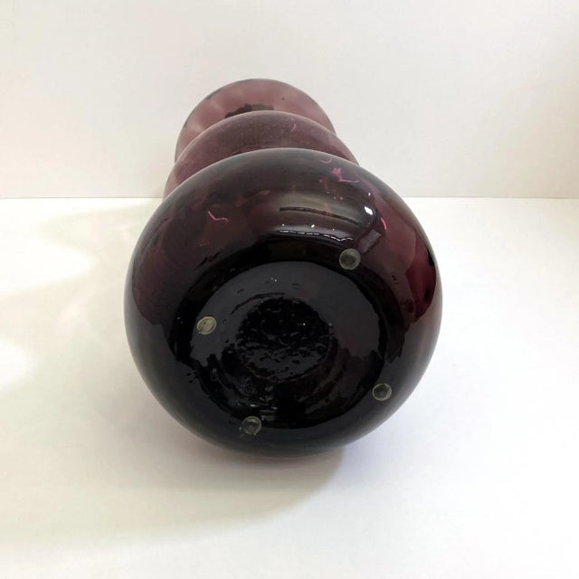 1960s Vintage Italian 1960s Amethyst Ribbed Triple Gurgle Bottle For Sale - Image 5 of 5