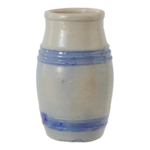 Antique French Blue-Banded Mustard Pot