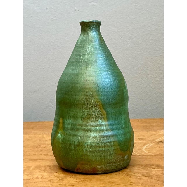 Vintage Green Glazed Studio Pottery Vase For Sale - Image 16 of 18