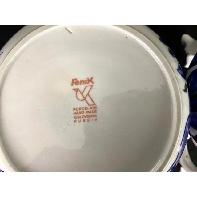 Blue 1990s Fenix Russian Porcelain Teapots- a Pair For Sale - Image 8 of 9