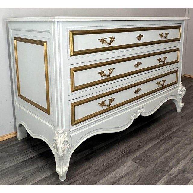 Vintage French Carved Chest of 3 Drawers For Sale - Image 9 of 17
