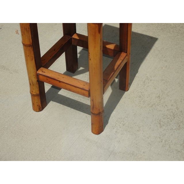 Vintage French Counry Bamboo Rattan Plant Stand ~ Side Table For Sale - Image 14 of 14