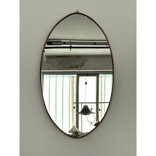 Gold Italian Mid-Century Wall Mirror with Brass Frame and Glass, 1970s For Sale - Image 8 of 18