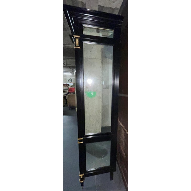 Hollywood Regency Style Ebony Cabinet, Bookcase, Entertainment Unit, Breakfront For Sale - Image 10 of 12