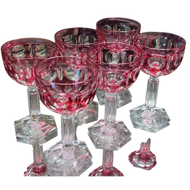 Late 19th Century Set of 6 Antique Baccarat Cranberry Crystal Port Wine Stems For Sale In Los Angeles - Image 6 of 6