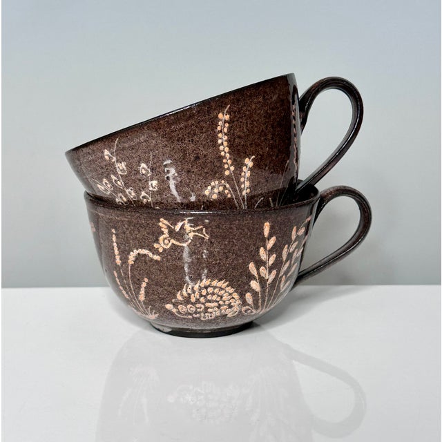 Studio Ceramic Cups with Plant and Animal Decor from Elli & Walter Serocka, Germany, 1970s, Set of 2 For Sale - Image 9 of 15