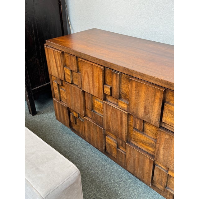 Lane Furniture Staccato Brutalist Lowboy Dresser, Circa 1970's For Sale In San Francisco - Image 6 of 12