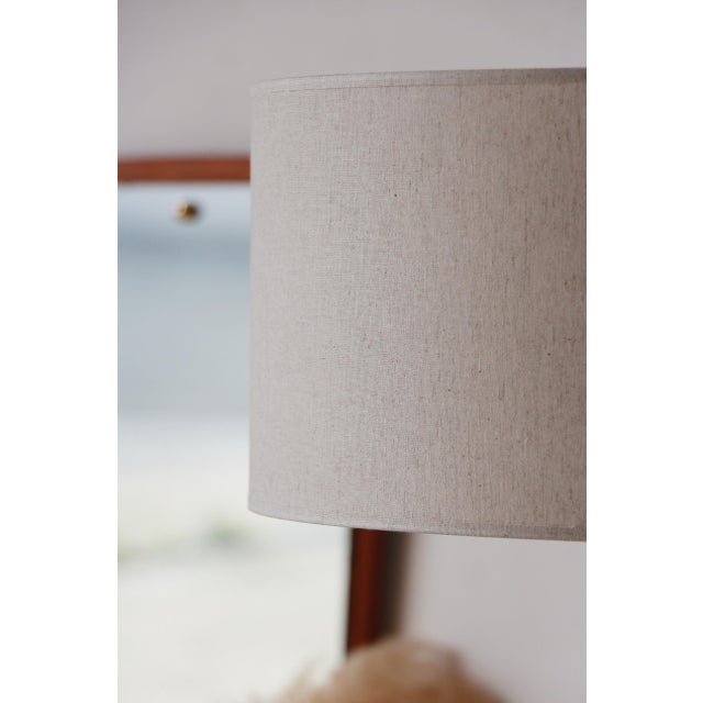 Vintage Teak and Brass Floor Lamp with Cream Lampshade, 1960s For Sale - Image 9 of 11