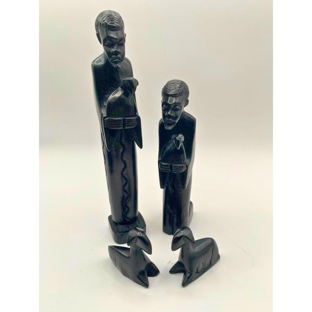 Hand-Carved Dark Wood African Christmas Nativity Set From Angola - 11 Pieces For Sale - Image 10 of 10