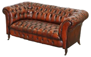Small Victorian Whisky Brown Leather Chesterfield Sofa