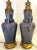 Purple Vintage Ceramic Amphora Handled Vase Lamps With Purple Floral Decoration- a Pair For Sale - Image 8 of 12
