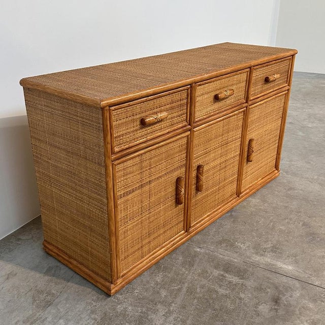 Vintage Rattan and Bamboo Sideboard, 1970s For Sale - Image 5 of 14