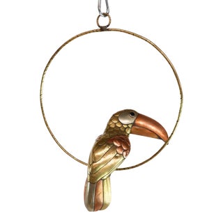 1960s Sergio Bustamante Mid-Century Modern Petite Toucan on Hanging Perch Figure For Sale