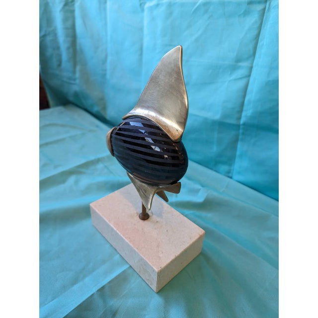 Black Mid 20th Century Brass and Stone Fish Sculpture For Sale - Image 8 of 10
