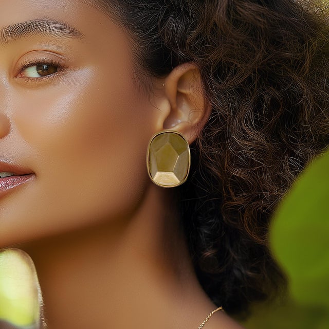 Kenneth Jay Lane 22k Gold Plated Faceted Enamel Nugget Clip Earrings Boldly modern with a touch of ancient allure, these...