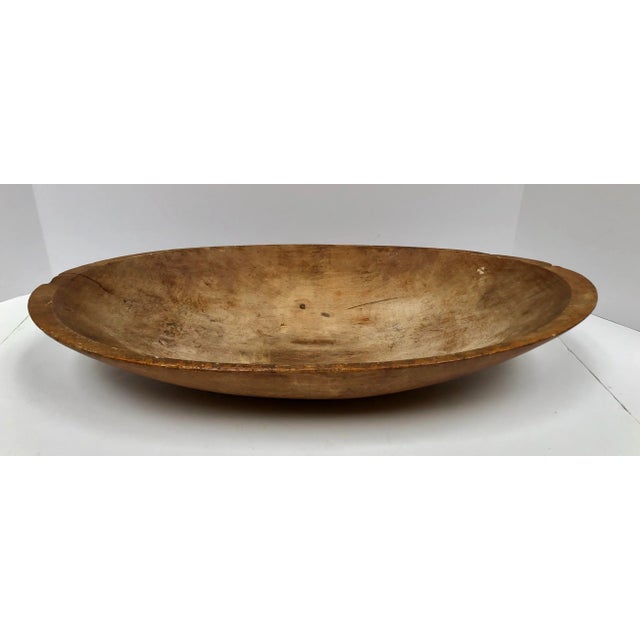 Farmhouse Vintage Hand Crafted Wood Dough Bowl For Sale - Image 3 of 11
