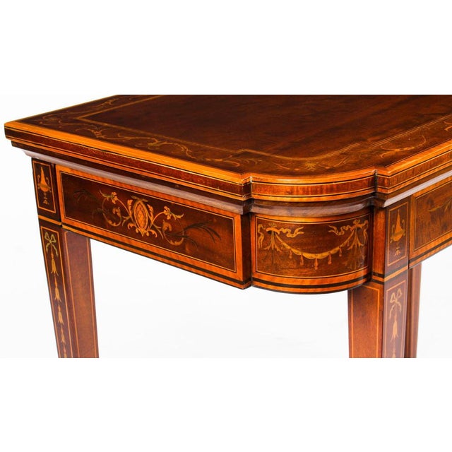 Brown Victorian Mahogany Inlaid Card Game Table, 19th Century For Sale - Image 8 of 18