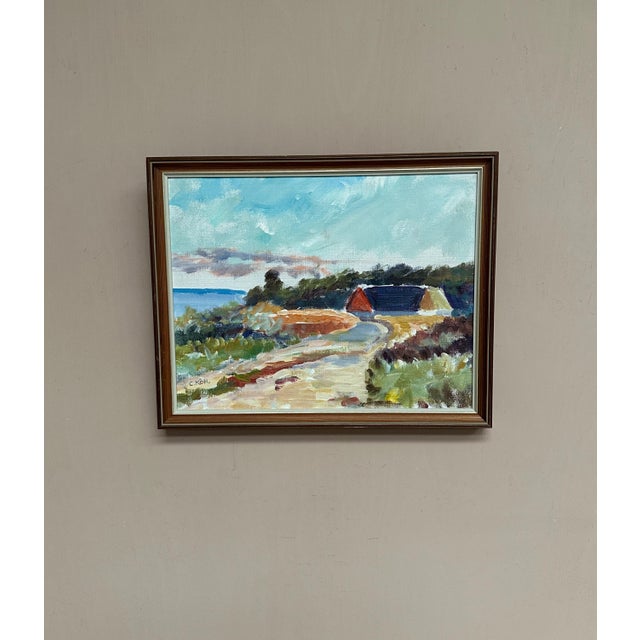 Original Swedish Oil on Canvas – “Beach House in Forest Grove” by Carl Köhler – Signed – Vintage & Framed – 38 × 30 cm...