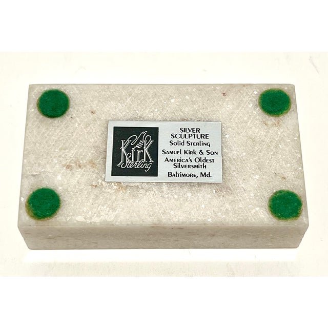 Samuel Kirk & Son Sterling Silver Greyhound / Whippet Miniature Sculpture on Marble Base – Solid 925 – Baltimore For Sale In Detroit - Image 6 of 12