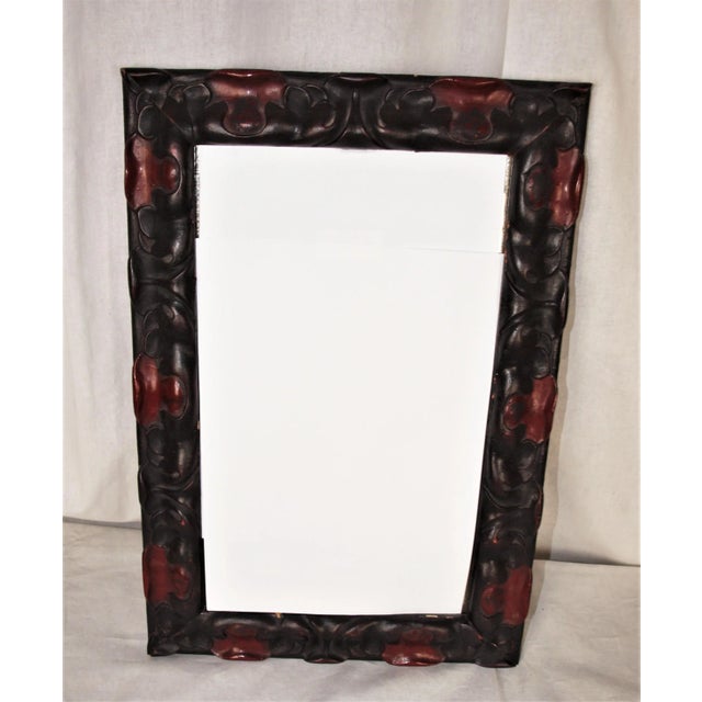 1950s Spanish Art Deco Red & Black Wood Mirrors Bronze Glasses- a Pair For Sale In San Francisco - Image 6 of 10