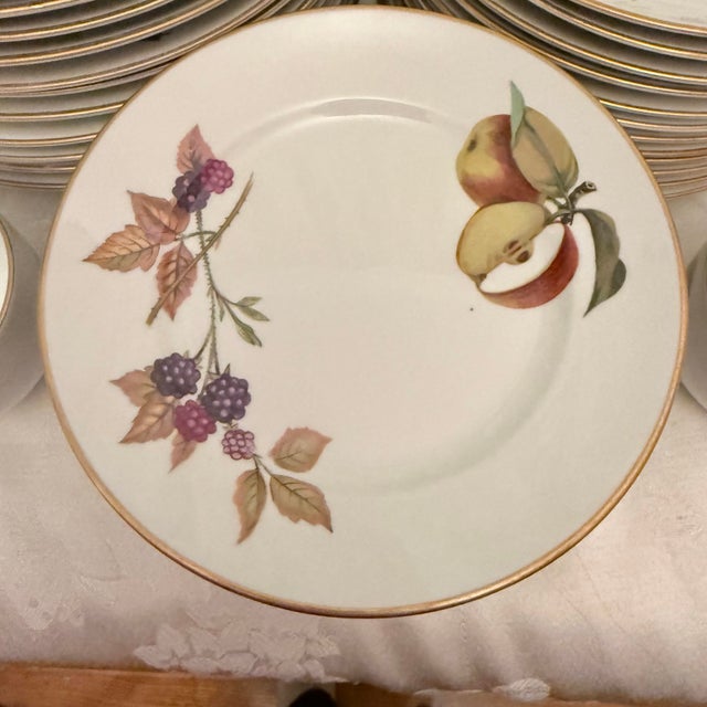 Ceramic Vintage Royal Worcester (Fruit Design) Evesham Porcelain Dinner Set, Service for 12 For Sale - Image 7 of 12